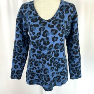 Jamison Blue Leopard Print Sweater Pullover